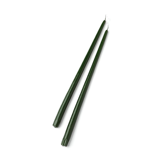 Two super long green 18" handcrafted taper candle
