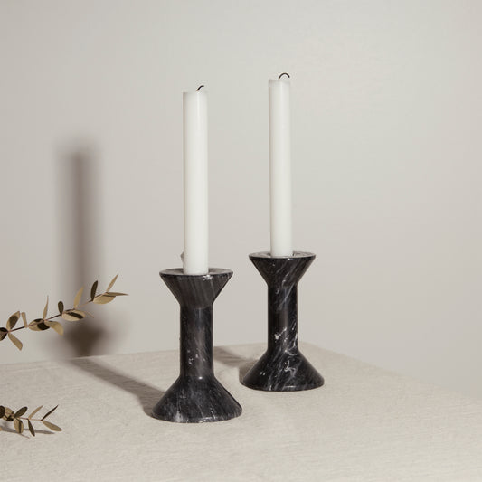 Set of Marble Candle Holders